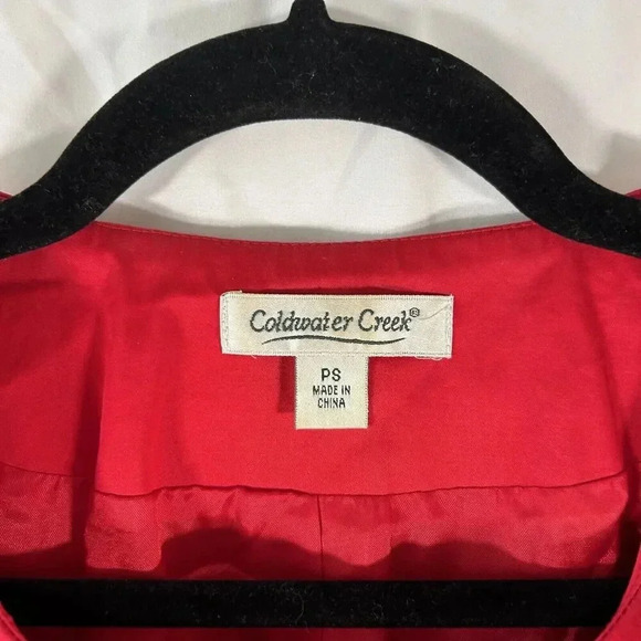 Coldwater Creek Jacket Women's PS Petite Red Button Up Round Neck 3/4 Sleeve - Picture 4 of 7